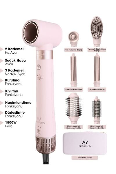 PİRANTECH KS-611 AIRWRAP SAÇ ŞEKİLLENDİRME ve KURUTMA SETİ