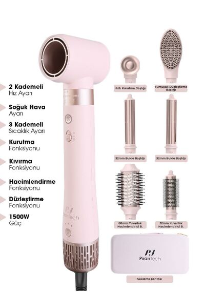 PİRANTECH KS-611 AIRWRAP SAÇ ŞEKİLLENDİRME ve KURUTMA SETİ