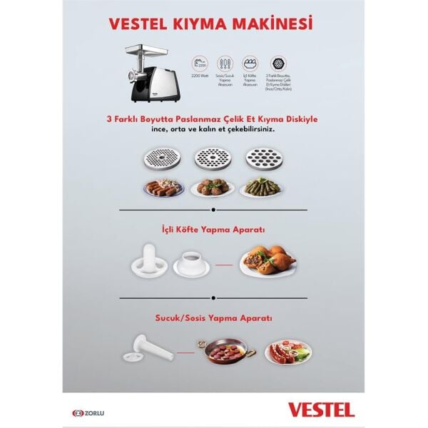 VESTEL 2200 Watt KIYMA MAKİNESİ