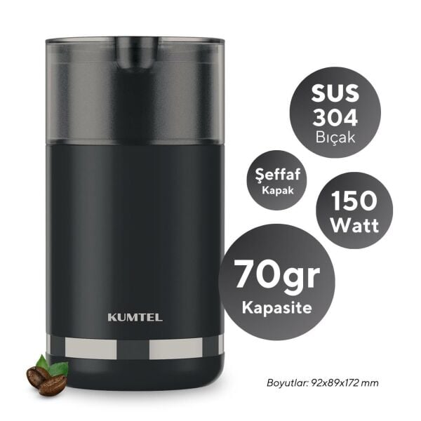 KUMTEL HCG-01 ELEKTRİKLİ KAHVE ÖĞÜTME MAKİNESİ Black (Siyah)